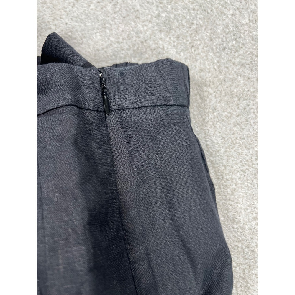 Anthropologie Linen Pleated Culotte Trousers XS Black Wide Leg Cropped Pants NEW - Picture 11 of 13